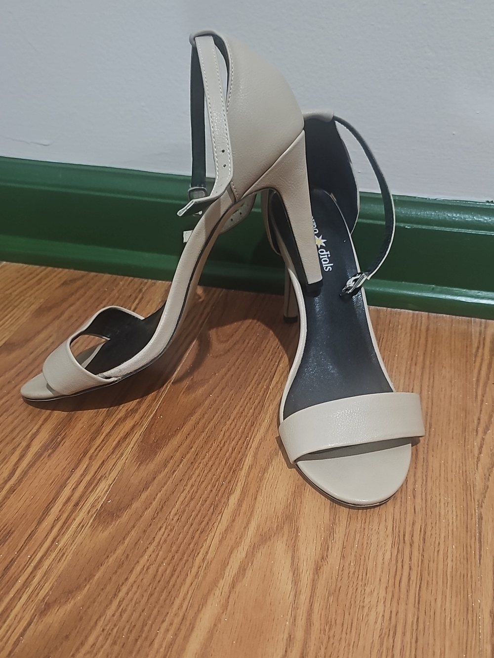 Seven Dials Neutral Beige Open-Toe Ankle-Strap Heels